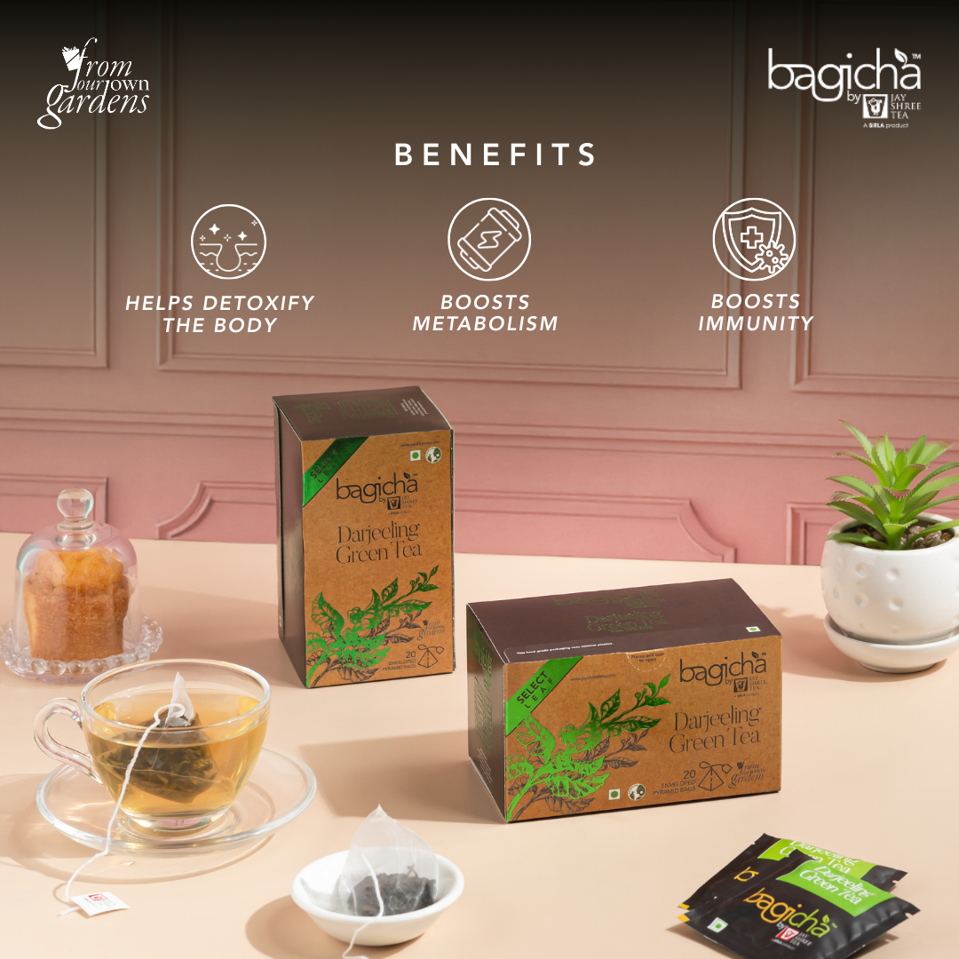 Bagicha by Jay Shree Tea Darjeeling Green Tea 20 Pyramid Tea Bags