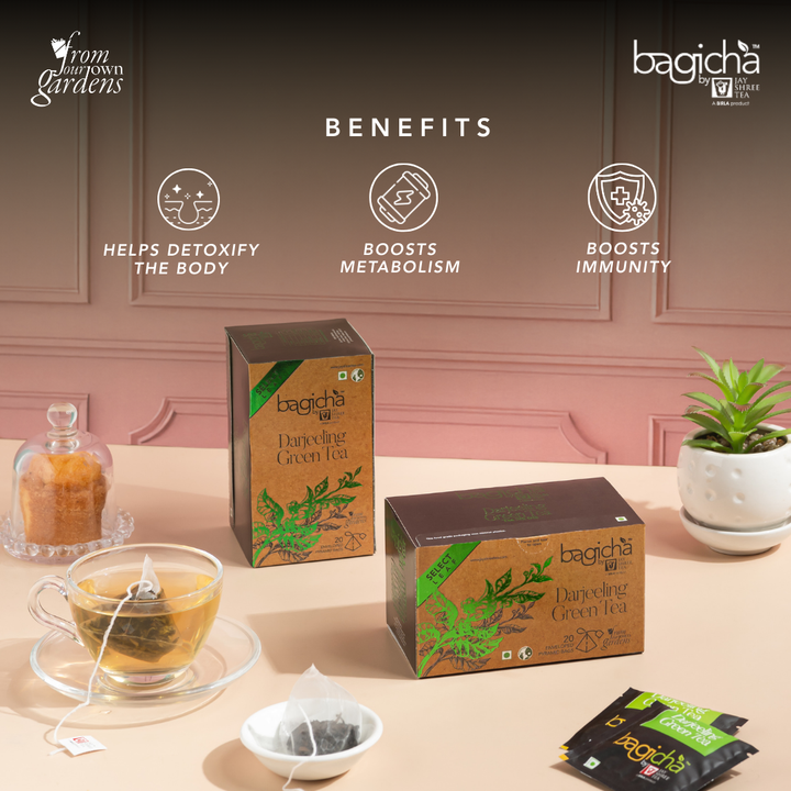 Bagicha by Jay Shree Tea Darjeeling Green Tea 20 Pyramid Tea Bags