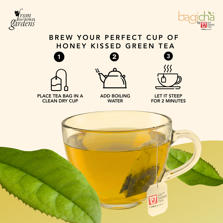 Bagicha By Jay Shree Tea Green Tea Natural Honey Flavour 25 Enveloped Tea Bags (Pack of 2)