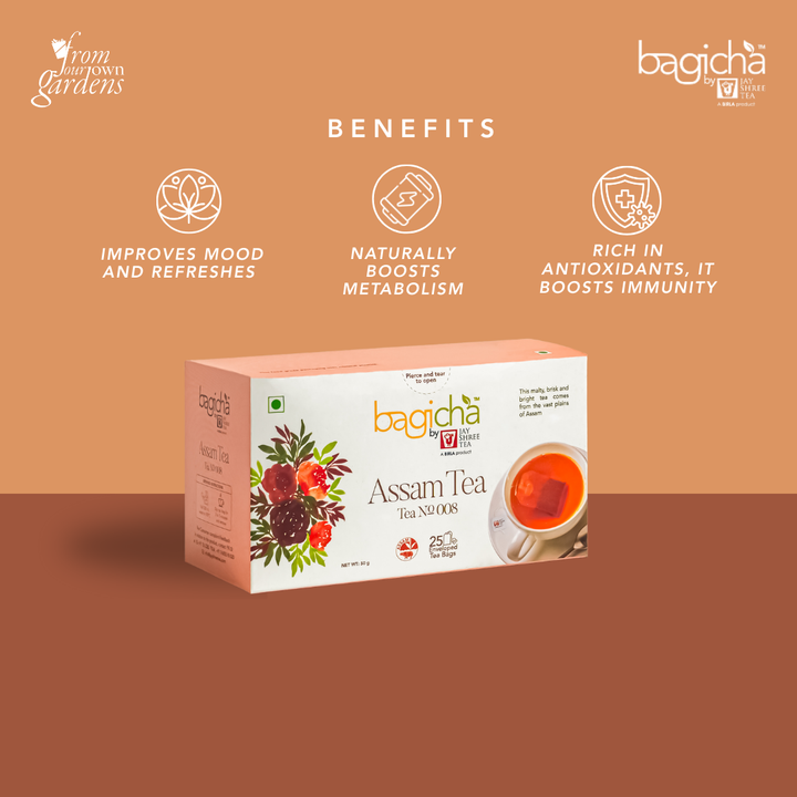 Bagicha By Jay Shree Tea Assam Tea 25 Enveloped Tea Bags (Pack of 2)