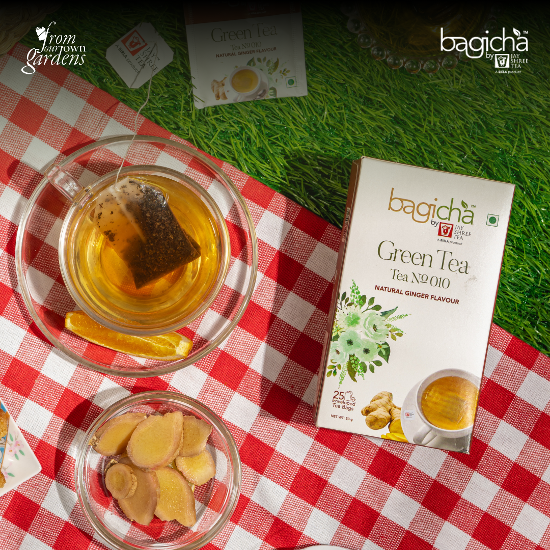 Bagicha By Jay Shree Tea Green Tea Natural Ginger Flavour Flavour 25 Enveloped Tea Bags (Pack of 2)