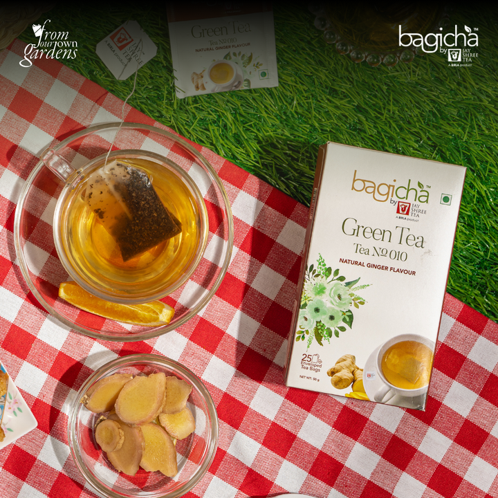 Bagicha By Jay Shree Tea Green Tea Natural Ginger Flavour Flavour 25 Enveloped Tea Bags (Pack of 2)