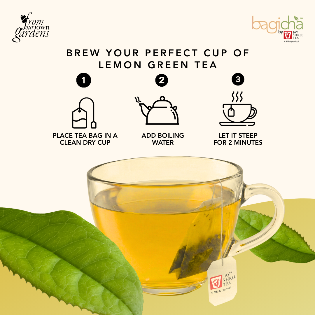 Bagicha By Jay Shree Tea Green Tea Natural Lemon Flavour 25 Enveloped Tea Bags (Pack of 2)
