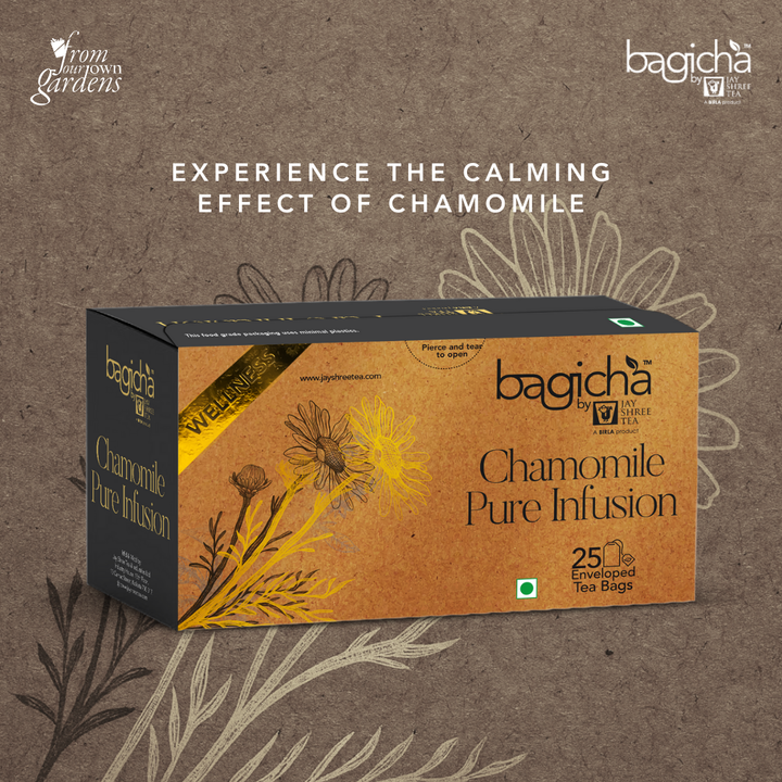 Bagicha by Jay Shree Tea | Chamomile Pure Infusion | 25 Enveloped Tea Bags