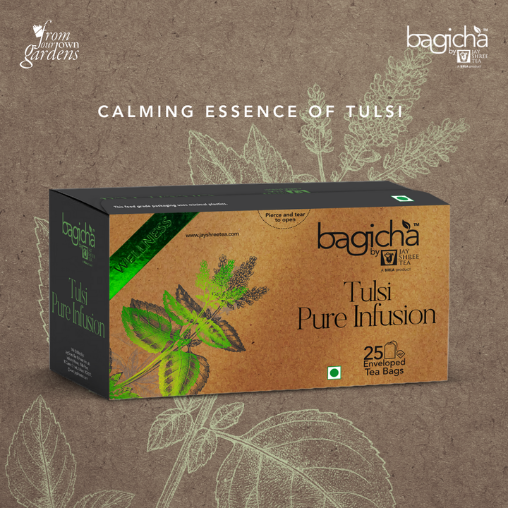 Bagicha by Jay Shree Tea | Tulsi Pure Infusion | 25 Enveloped Tea Bags