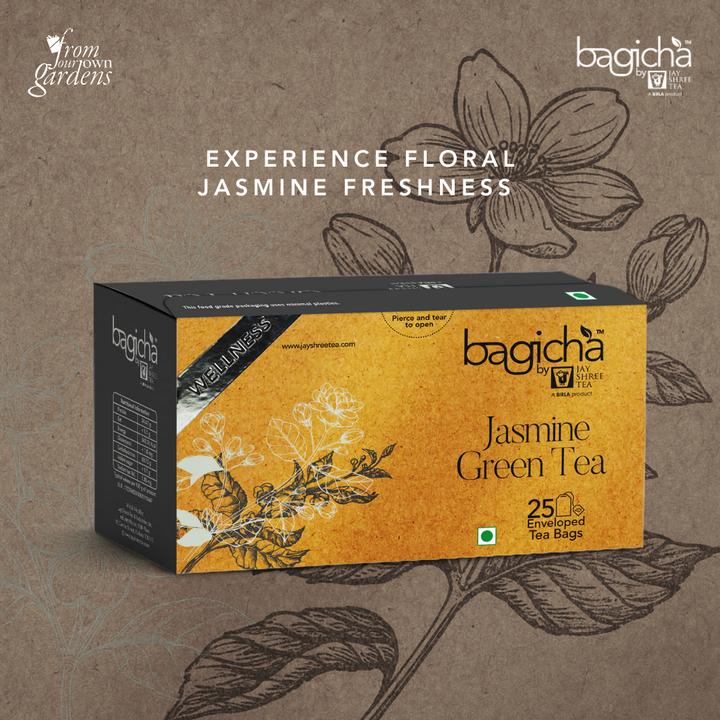 Bagicha by Jay Shree Tea | Jasmine Green Tea | 25 Enveloped Tea Bags