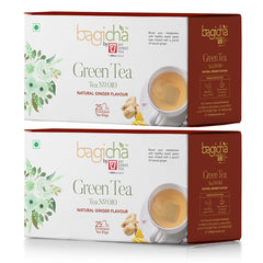 Bagicha By Jay Shree Tea Green Tea Natural Ginger Flavour Flavour 25 Enveloped Tea Bags (Pack of 2)