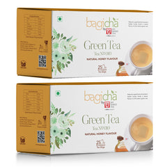 Bagicha By Jay Shree Tea Green Tea Natural Honey Flavour 25 Enveloped Tea Bags (Pack of 2)