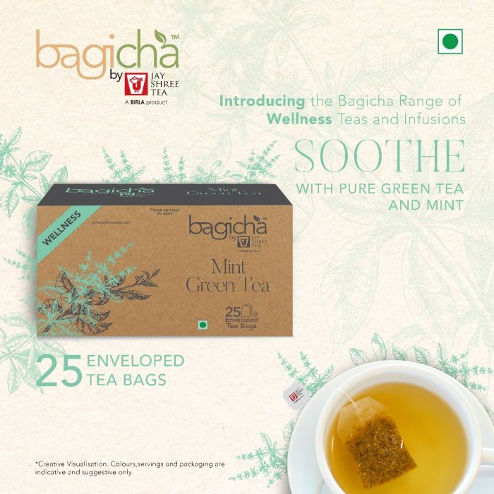 Bagicha by Jay Shree Tea | Mint Green Tea | 25 Enveloped Tea Bags