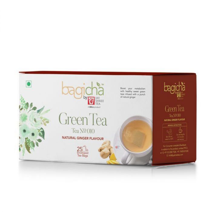 Bagicha By Jay Shree Tea Green Tea Natural Ginger Flavour Flavour 25 Enveloped Tea Bags