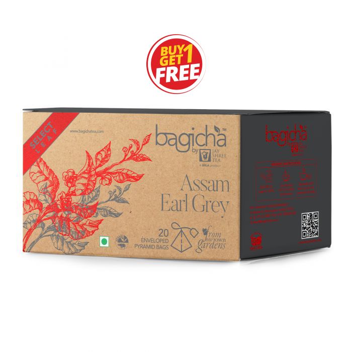 Bagicha by Jay Shree Tea Assam Earl Grey Tea 20 Pyramid Tea Bags